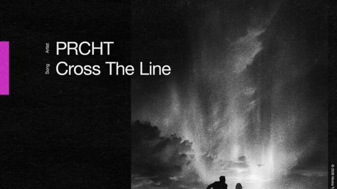 Official album cover artwork for Cross The Line by PRCHT, black and white illustration with strong contrast