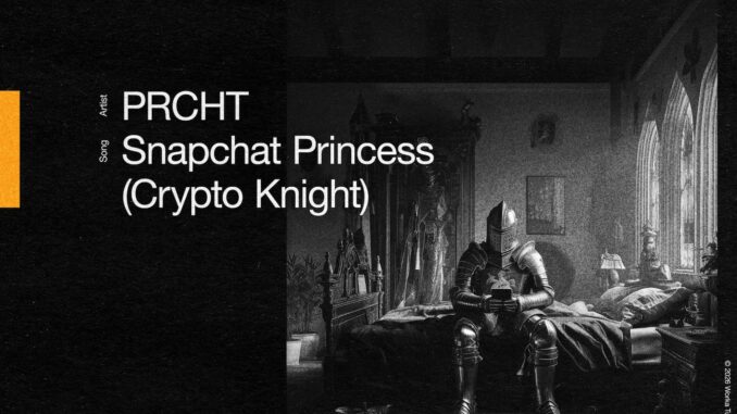 Official album cover artwork for Snapchat Princess (Crypto Knight) by PRCHT, black and white illustration with strong contrast